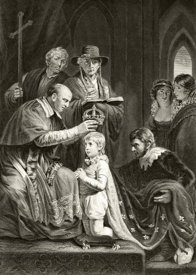 Henrik angol király koronázása, 1429. november 6. William Hickman Smith Aubrey (1858-1916) „Anglia nemzeti és hazai története” című művéből, London, 1890 körül. alkotó: English School